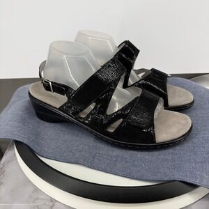 David Tate Silky Sandal Women 12W Black Adjustable Strap Wedge Slingback Classic
